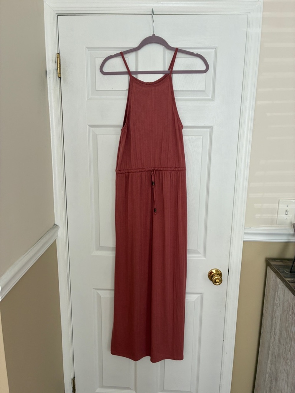 NWT Pink Rose Sleeveless Ribbed Maxi Dress in Dusty Rose - Size Medium
